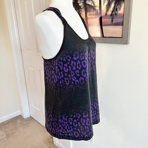 Nollie Racerback Tank Top | Black & Purple | Animal Print | Size Medium | Y2K - Picture 4 of 6